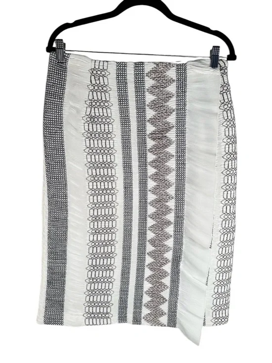 Tory Burch White Black Brown Ruffle Classic Career Modern Minimalist Skirt Sz 10 - Picture 2 of 6